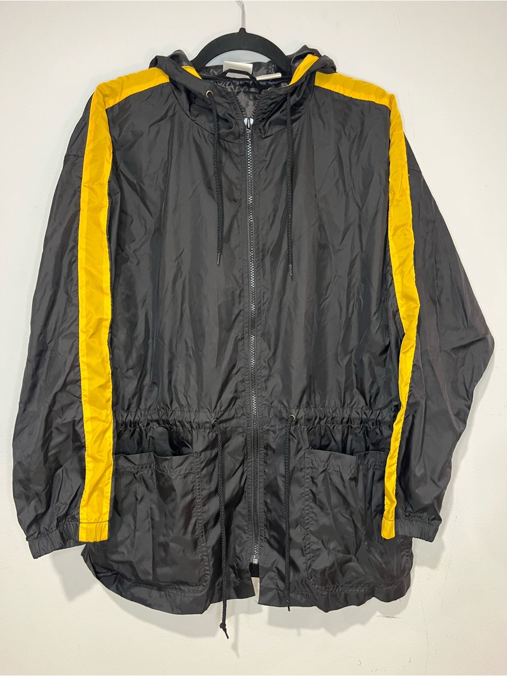 Vintage Liz Claiborne LIZ Bodywear Black Windbreaker Hooded Zip Jacket Size S